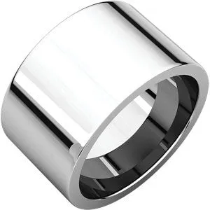 10K White 12mm Flat Comfort Fit Band