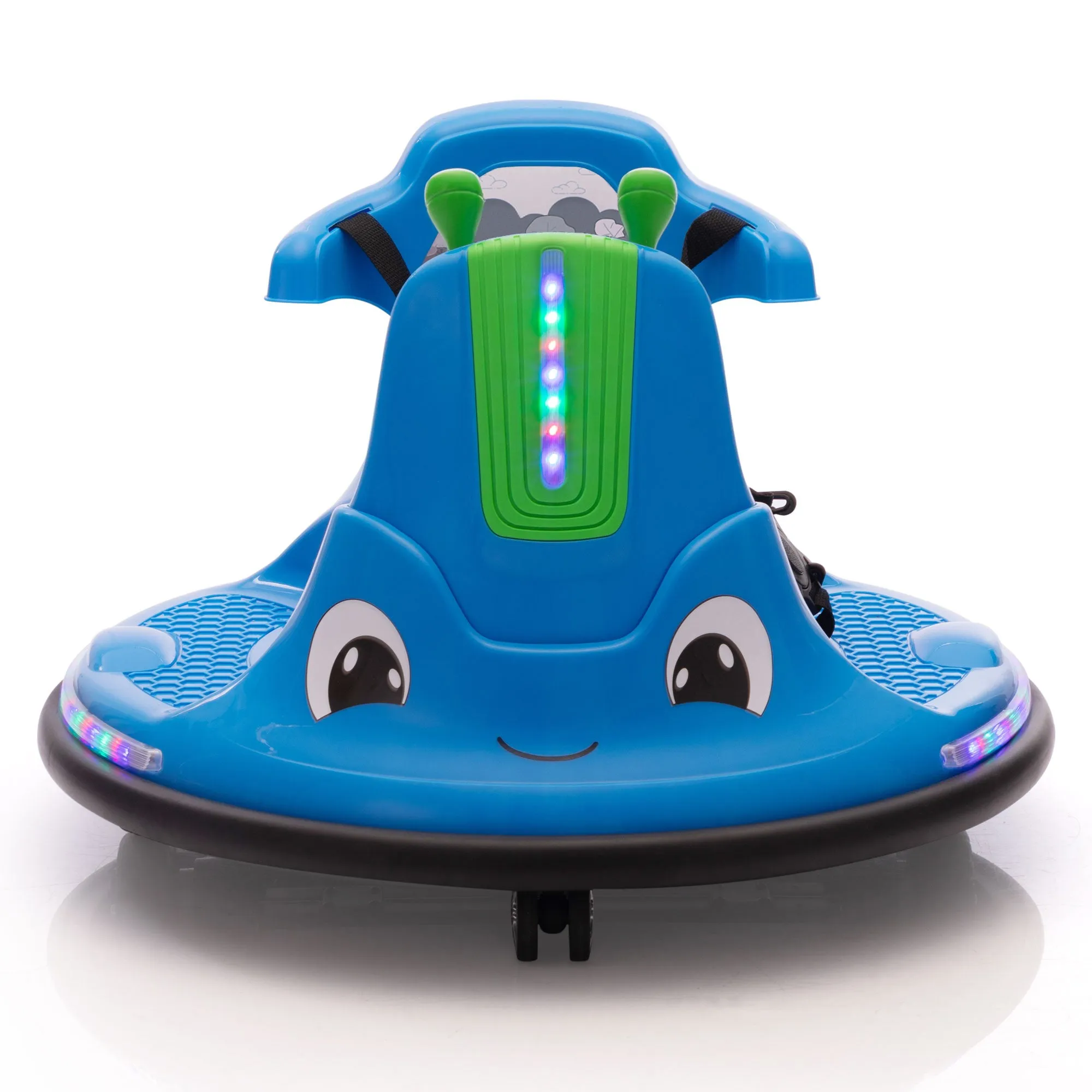 12V Snail-Shaped Kids Electric Bumper Car with Remote Control, Ride On Car with LED Lights, Music, 360 Degree Rotate, Toddler Race Toys, 3-8 Years Old