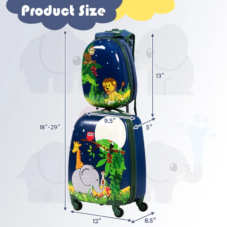 2 Pieces 12 Inch 16 Inch Kids Luggage Set with Backpack and Suitcase for Travel