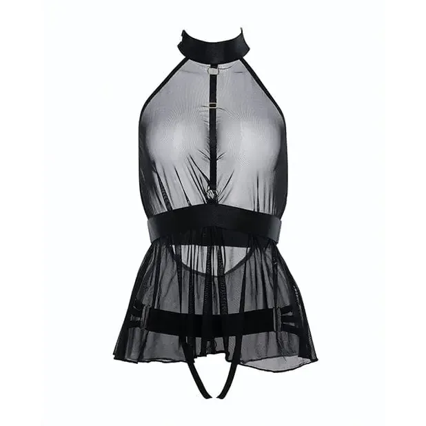 Adore 'Be My Baby' Sheer Mesh Harness Babydoll & Open Panty