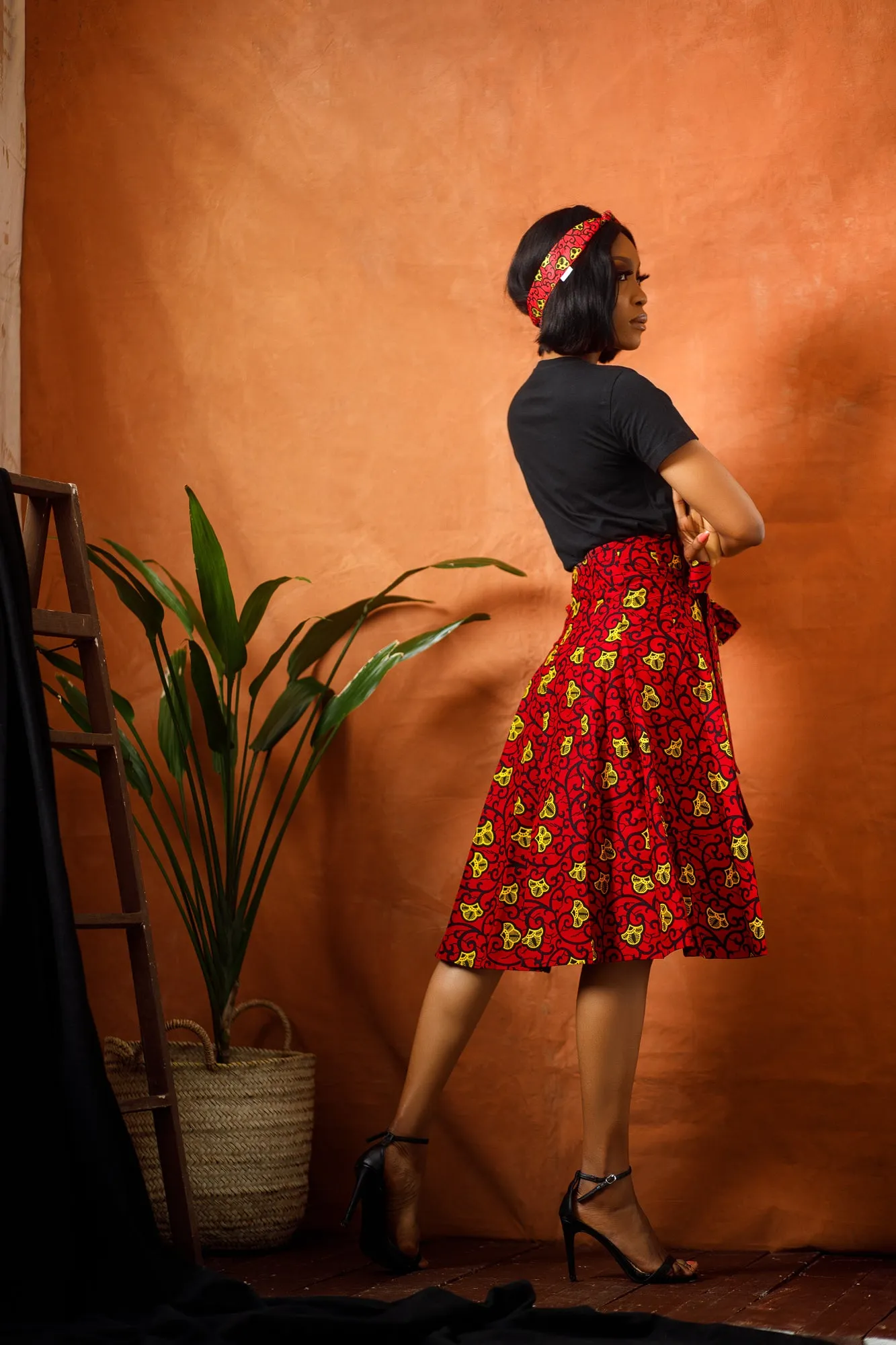 African Print Red Karai Skirt