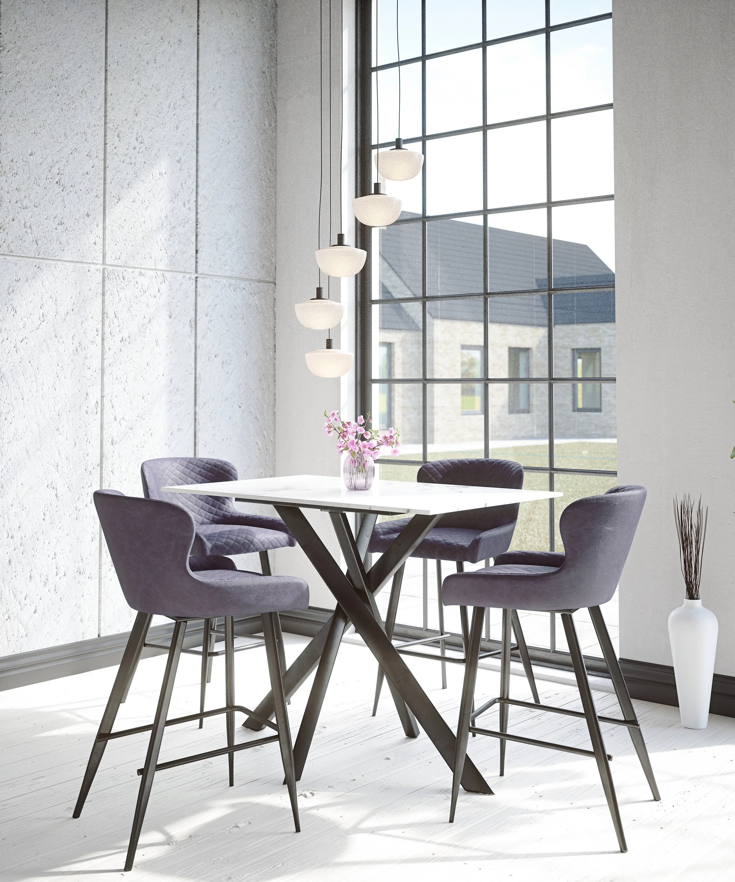 Amalfi Grey PU Bar Stool