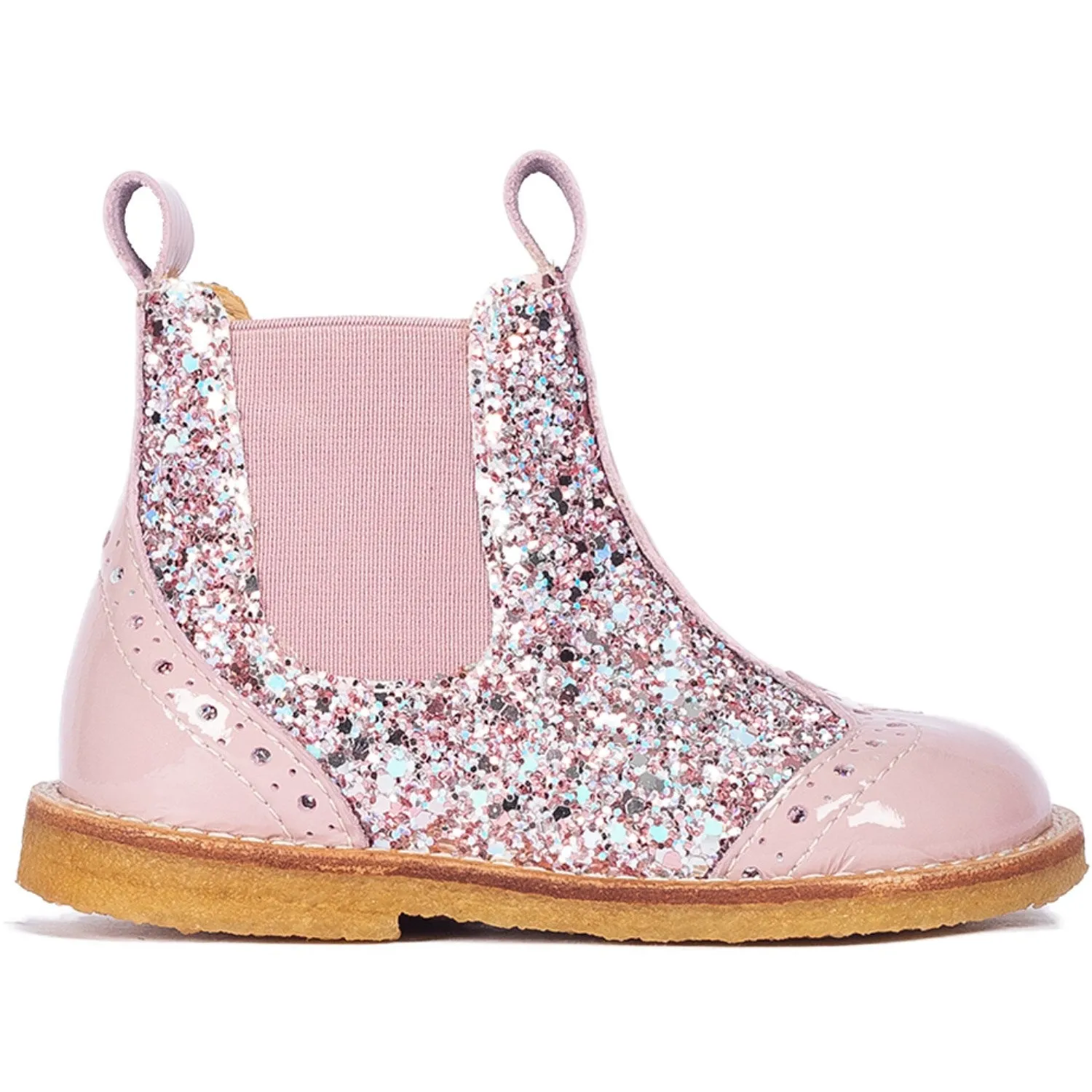 Angulus Mauve/Mauve Glitter Classic Chelsea Boot with Sparkling Glitter