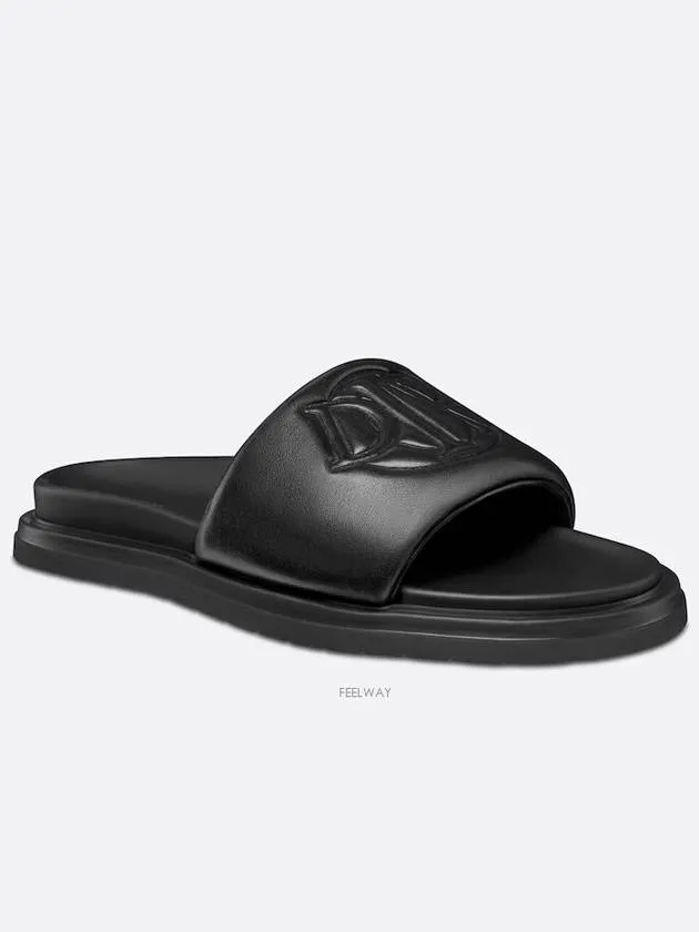 Aqua Quilted Smooth Calfskin Sandal Black