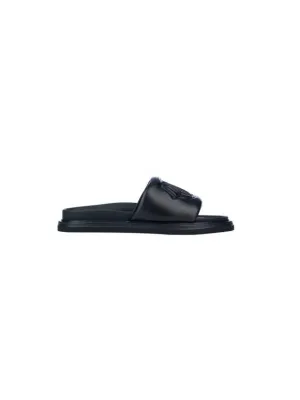 Aqua Quilted Smooth Calfskin Sandal Black