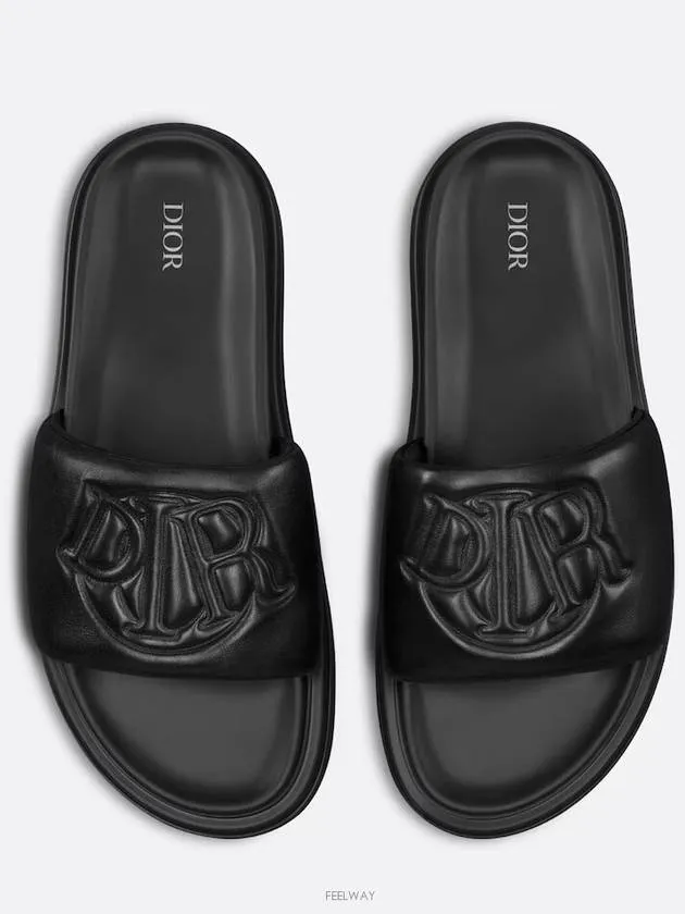 Aqua Quilted Smooth Calfskin Sandal Black