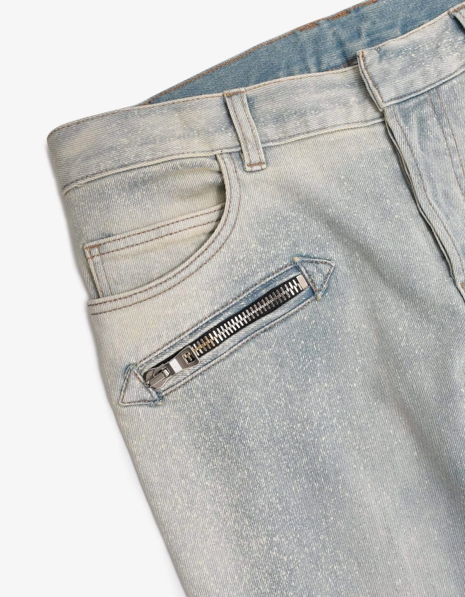 Balmain Light Blue Faded Biker Jeans