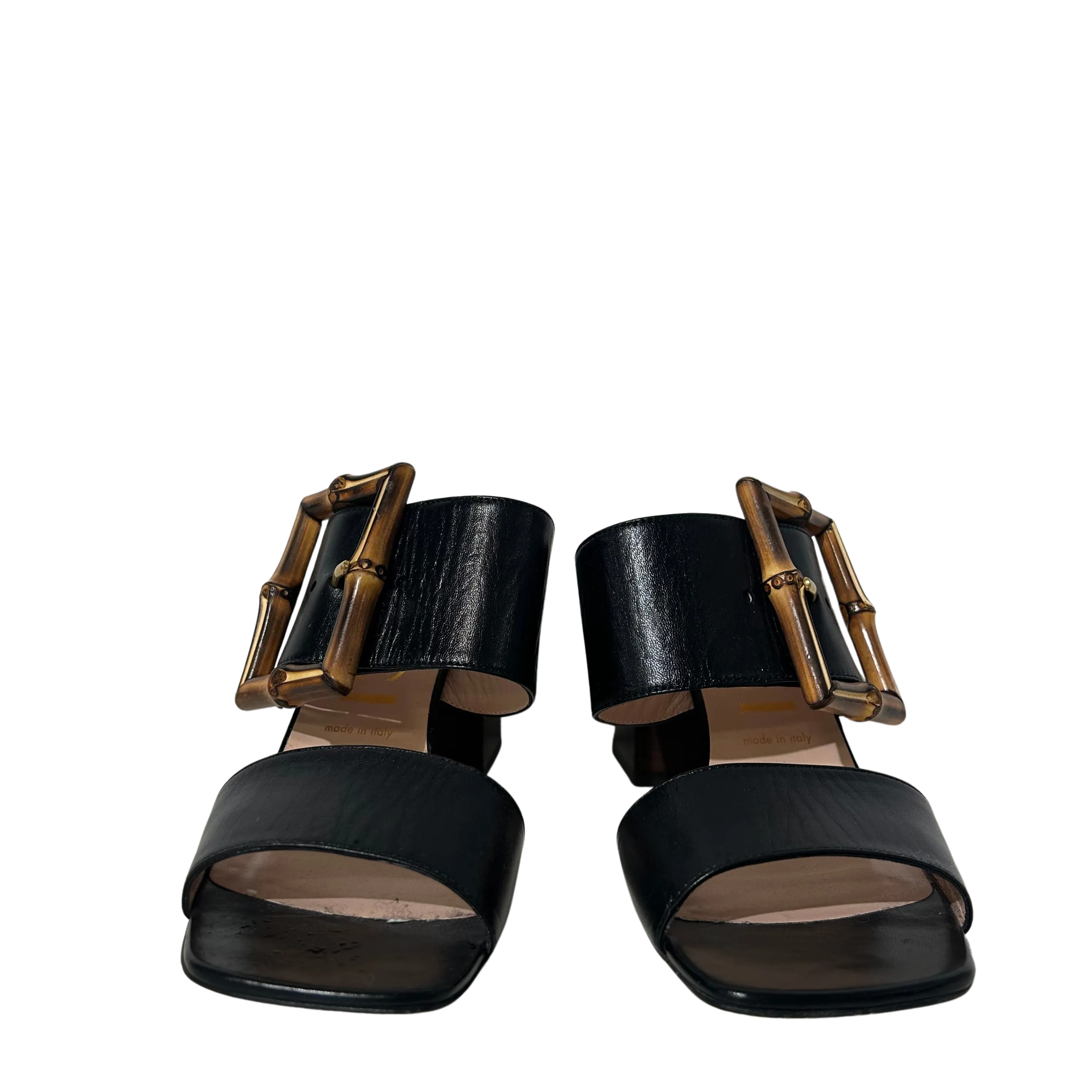 Bamboo Accent Leather Sandals 39.5