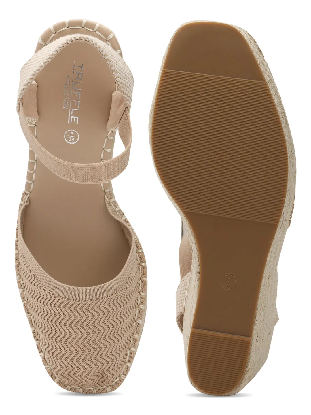 Beige Knitted Stylish Slip-On Wedges (TC-RS3662-BEIG)