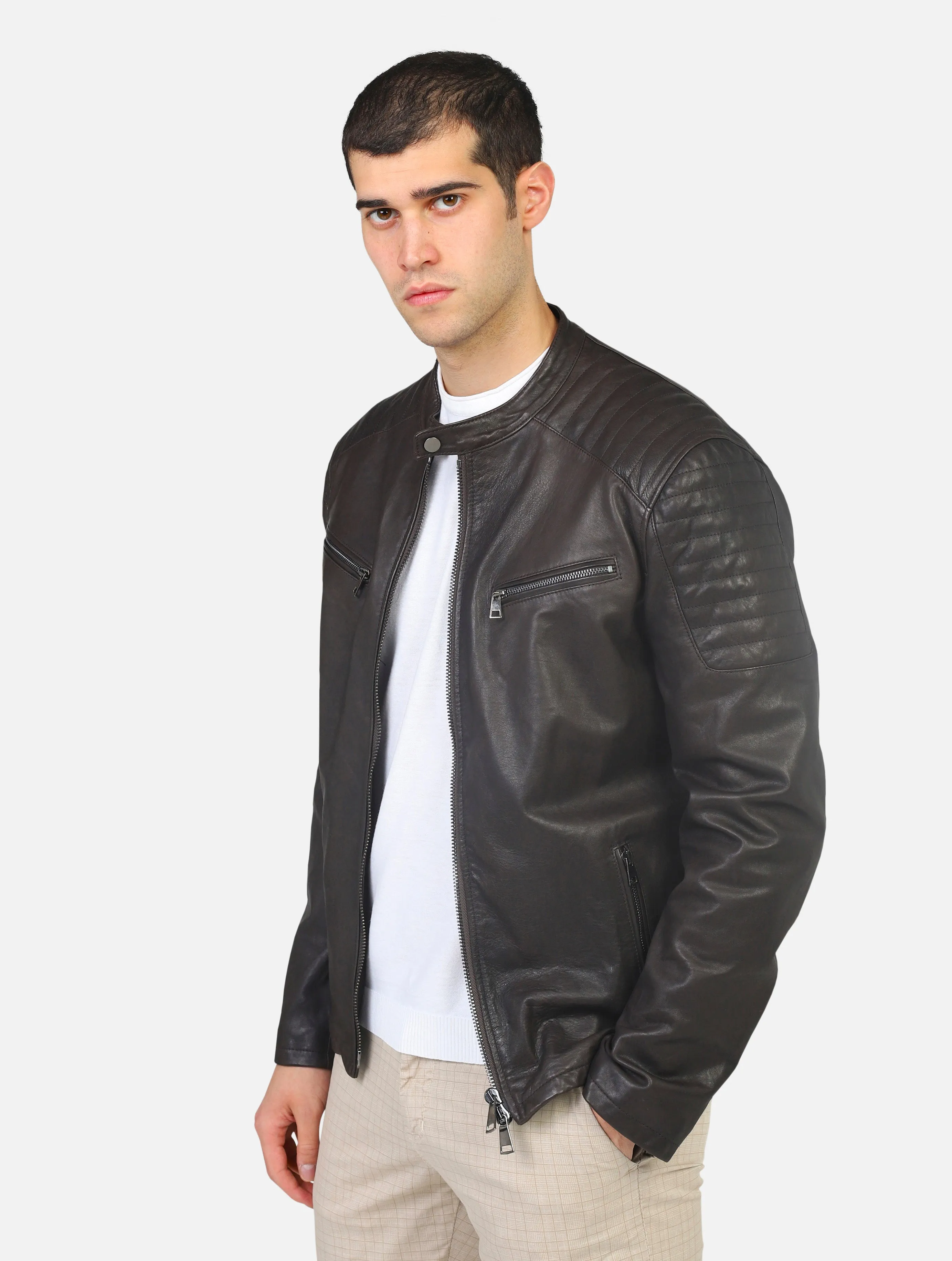 biker PRIVATE LABEL 1825 PELLE VINTAGET/MORO