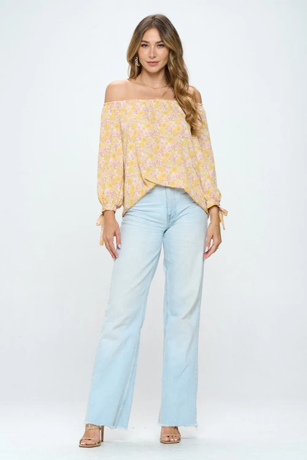 Carsyn Floral Off-Shoulder Long Sleeve Blouse