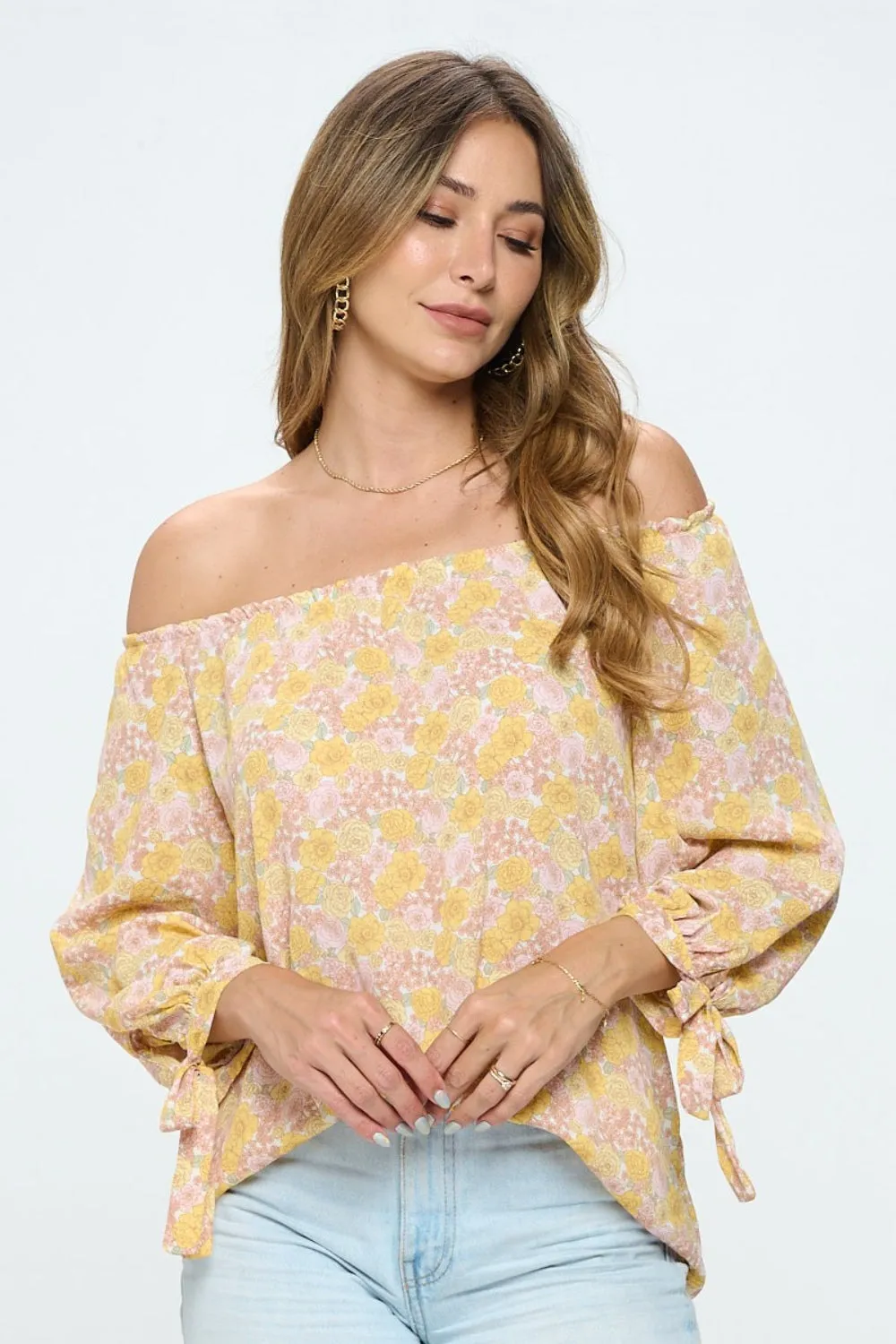 Carsyn Floral Off-Shoulder Long Sleeve Blouse