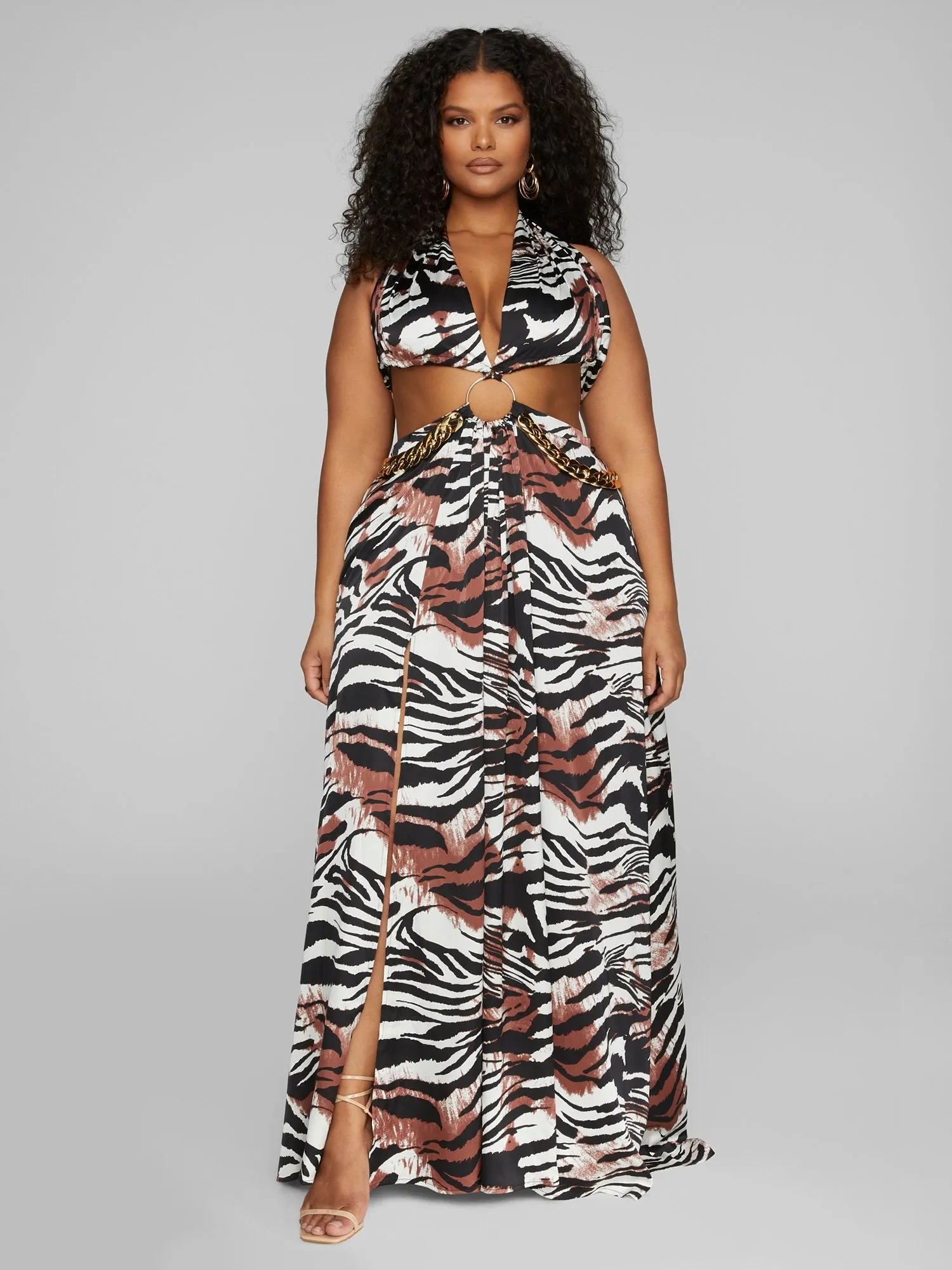 Chelsea O-Ring Animal Print Maxi Dress