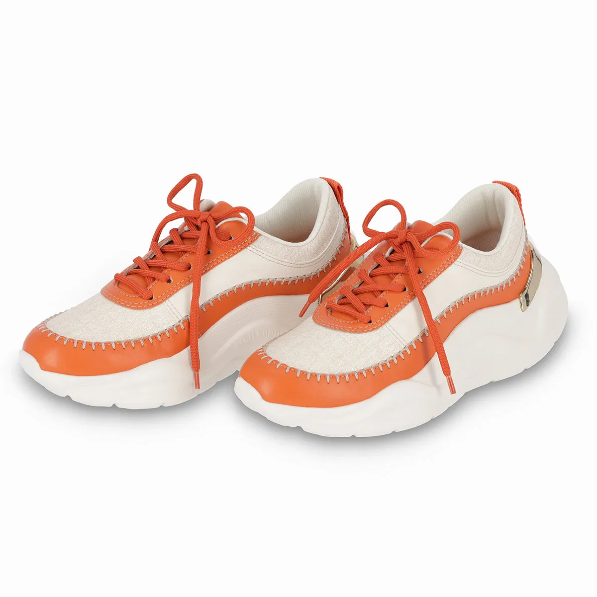 City Beat Chunk Sneakers - White & Orange (939.005)