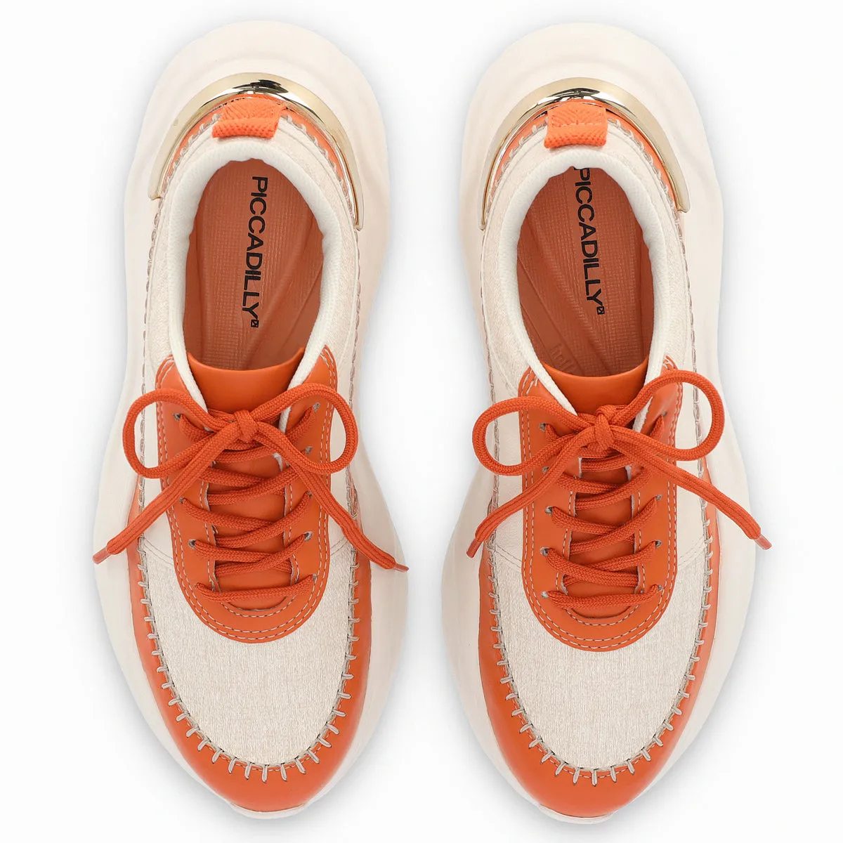 City Beat Chunk Sneakers - White & Orange (939.005)