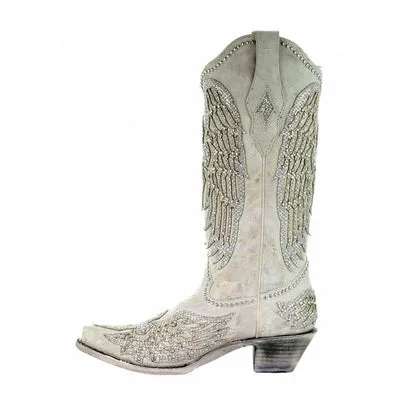 Corral White Cross and Wings Boots A3571