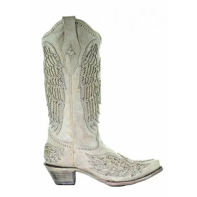 Corral White Cross and Wings Boots A3571