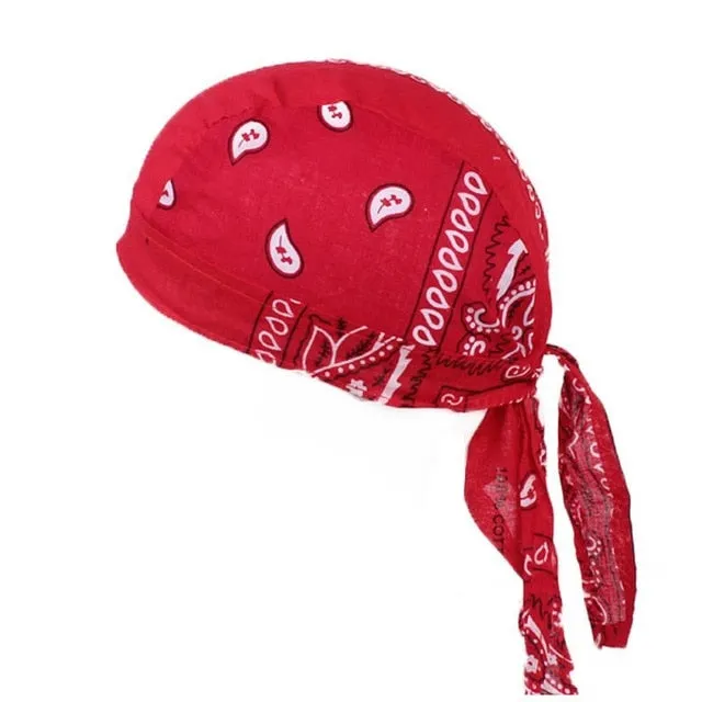 Cycling Bandana Cap Beanie Lightweight Adjustable Cotton Biker Hat Hood Headband Headscarf