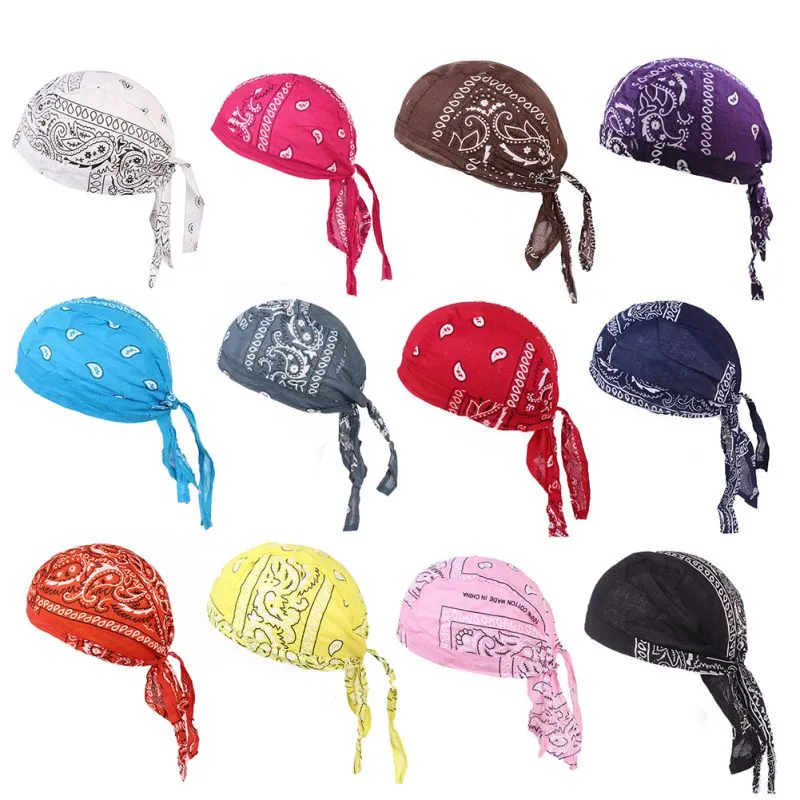 Cycling Bandana Cap Beanie Lightweight Adjustable Cotton Biker Hat Hood Headband Headscarf