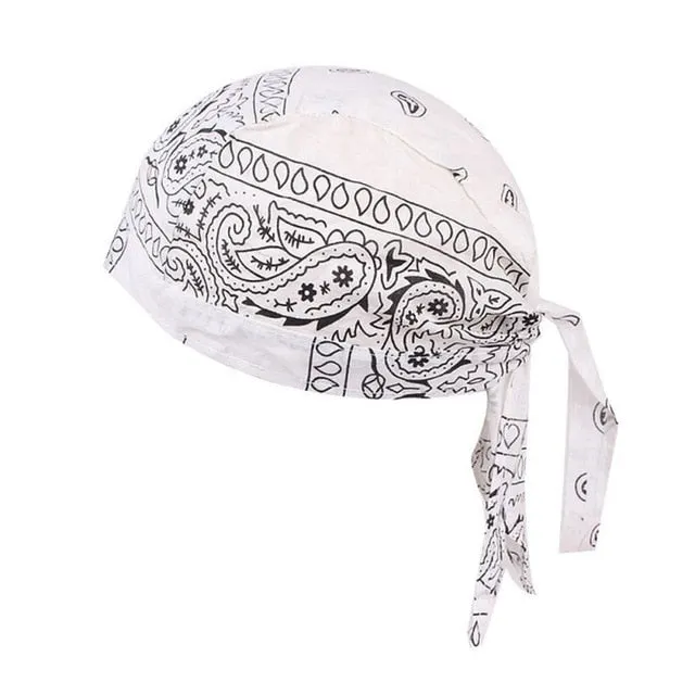 Cycling Bandana Cap Beanie Lightweight Adjustable Cotton Biker Hat Hood Headband Headscarf