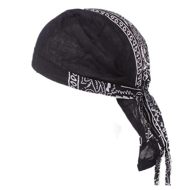 Cycling Bandana Cap Beanie Lightweight Adjustable Cotton Biker Hat Hood Headband Headscarf