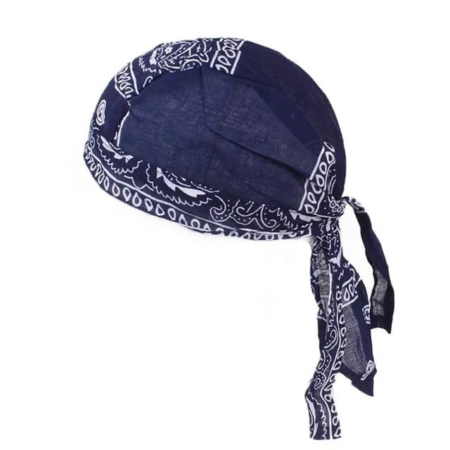 Cycling Bandana Cap Beanie Lightweight Adjustable Cotton Biker Hat Hood Headband Headscarf