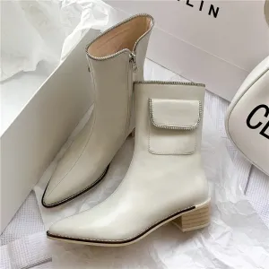 DEANWANGKT  New Autumn Winter Women Mid Heels Shoes Fashion Zipper Warm Ankle Snow Boots Gladiator Designer Modern Botas Mujer Zapatos