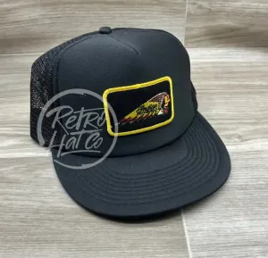 Indian Motorcycle (Gold Edge Rectangle) on Black Meshback Trucker Hat