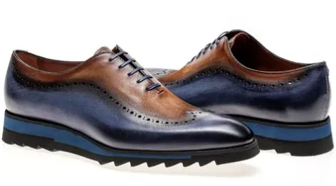 JOSE REAL H698-Z AMBERES NABUK BLUE ITALIAN SHOES