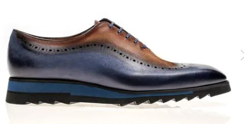 JOSE REAL H698-Z AMBERES NABUK BLUE ITALIAN SHOES