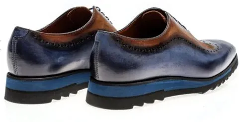 JOSE REAL H698-Z AMBERES NABUK BLUE ITALIAN SHOES