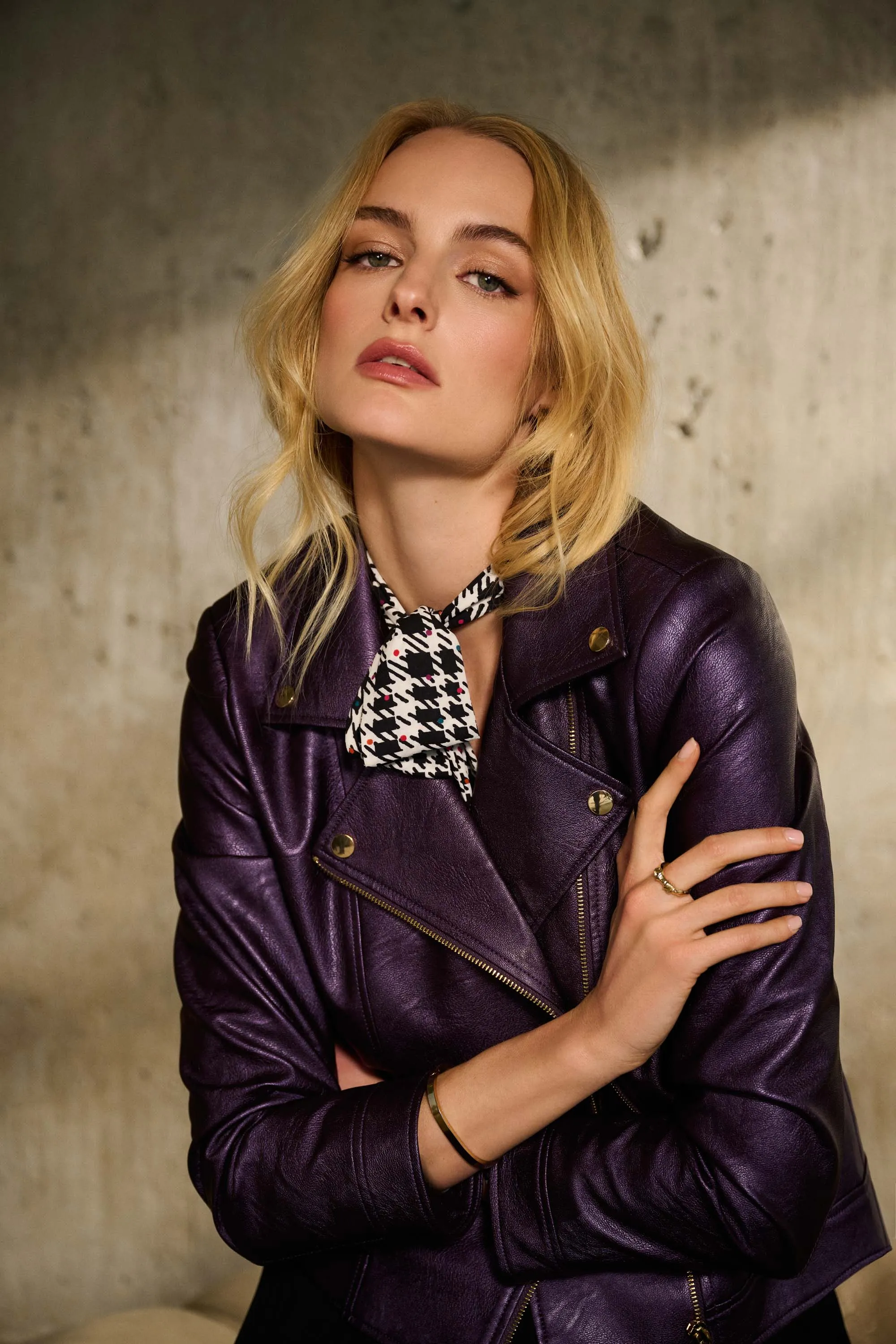 Joseph Ribkoff Metallic Faux Leather Biker Jacket