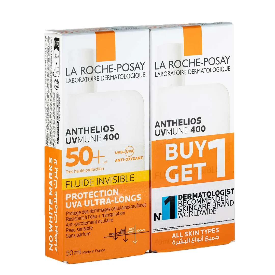 La Roche-Posay Anthelios Uvmune Fluid SPF50  Buy 1 Get 1 Free, Sunscreen for Normal To Combination Skin