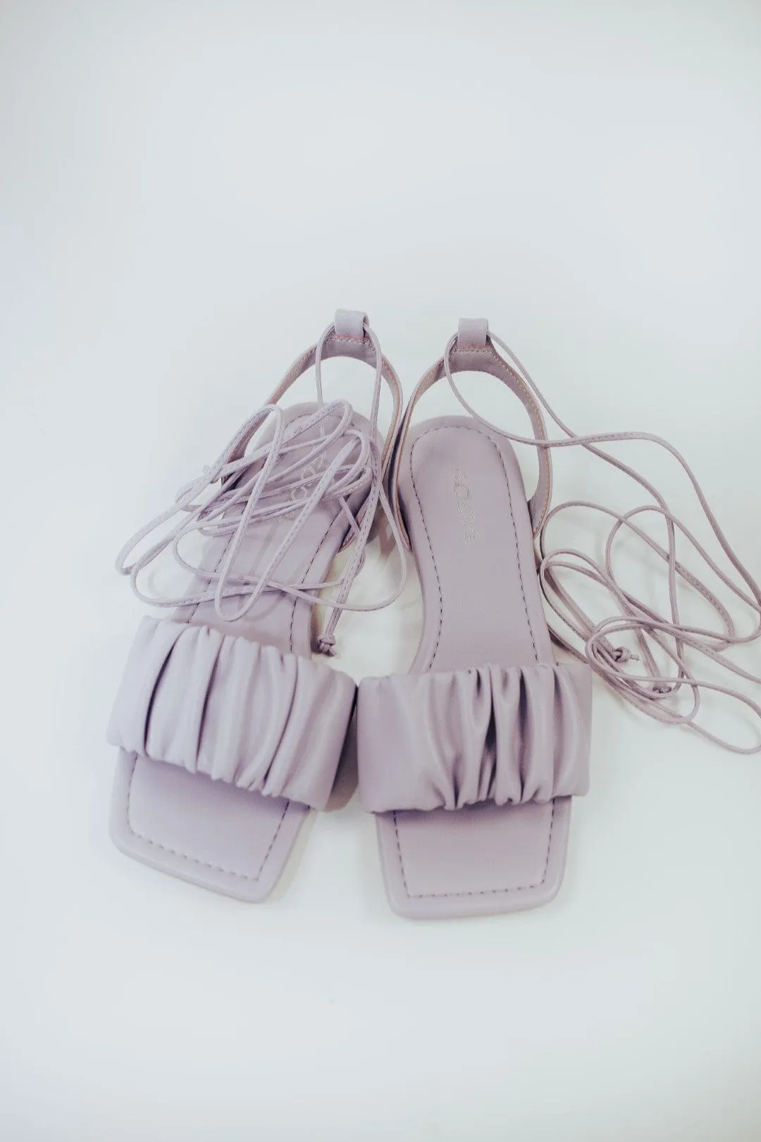 Lavender Lace Up Square Toe Sandals