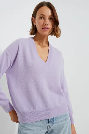 Lilac Cashmere Emma V-Neck Boyfriend Sweater