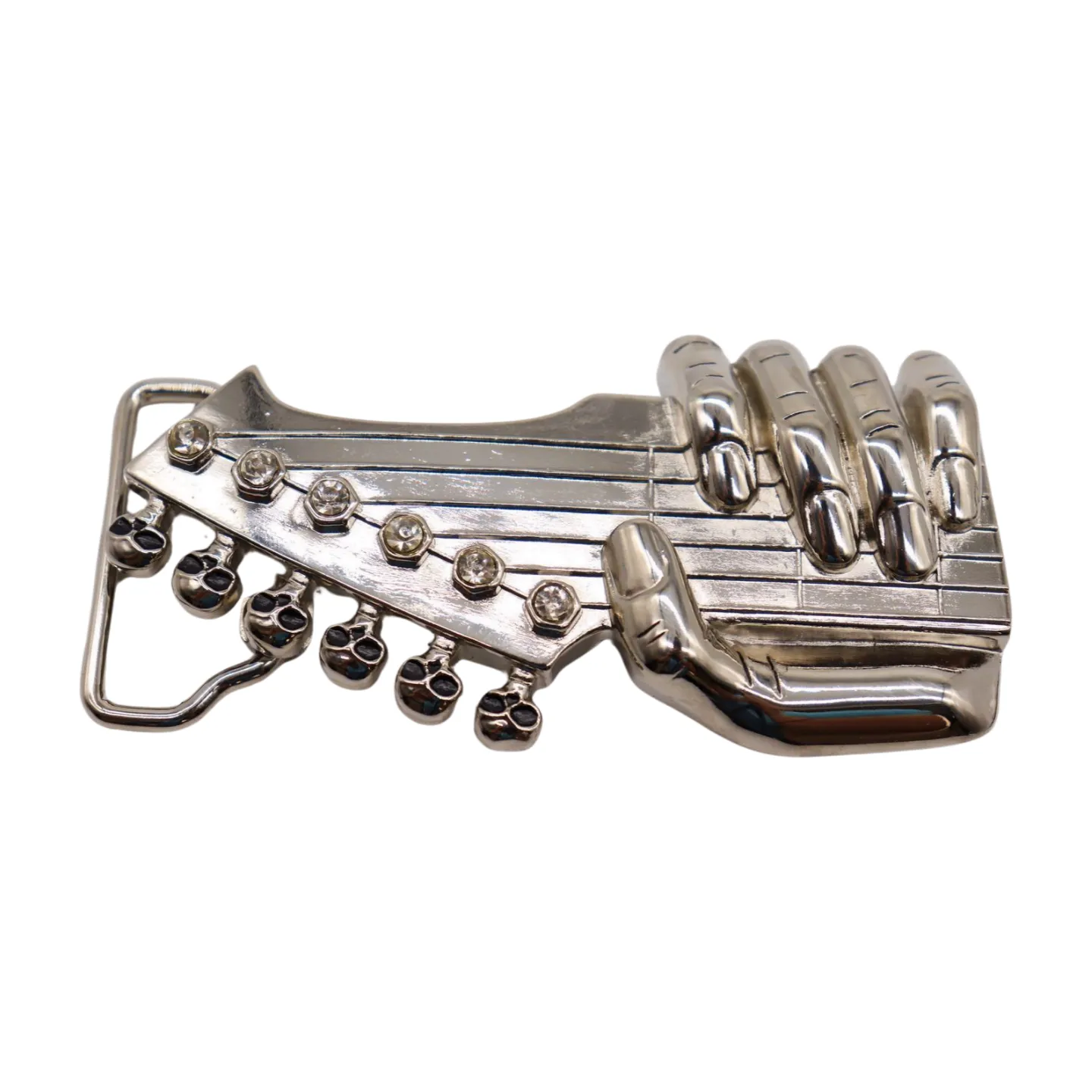 Men Women Silver Metal Buckle Biker Fashion Hand Play Music Band Guitar Skulls