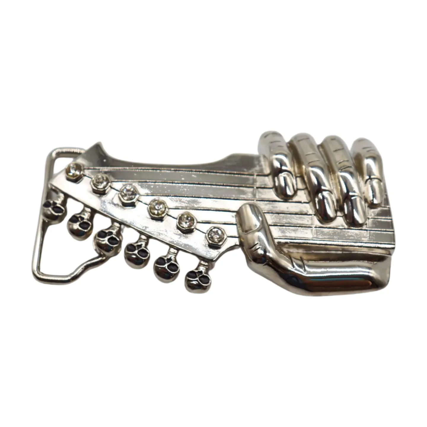 Men Women Silver Metal Buckle Biker Fashion Hand Play Music Band Guitar Skulls