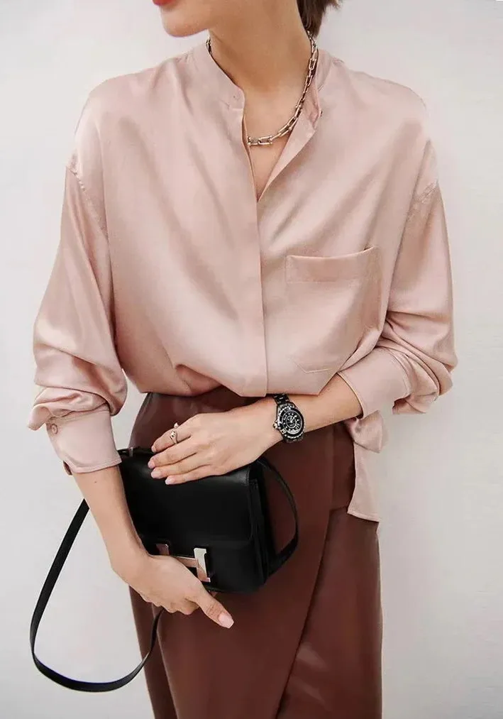 Nonothing | Luxurious 100% pure silk blouse in washed pink