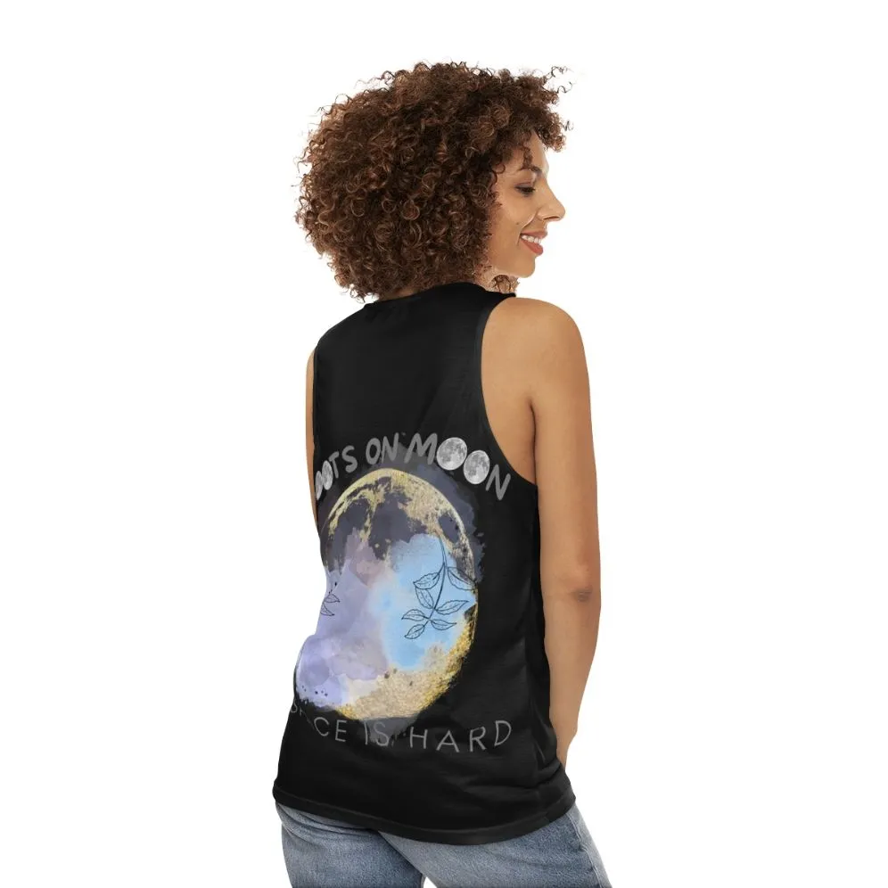 "Netflix Space Force Unisex Tank Top: Boots on the Moon"