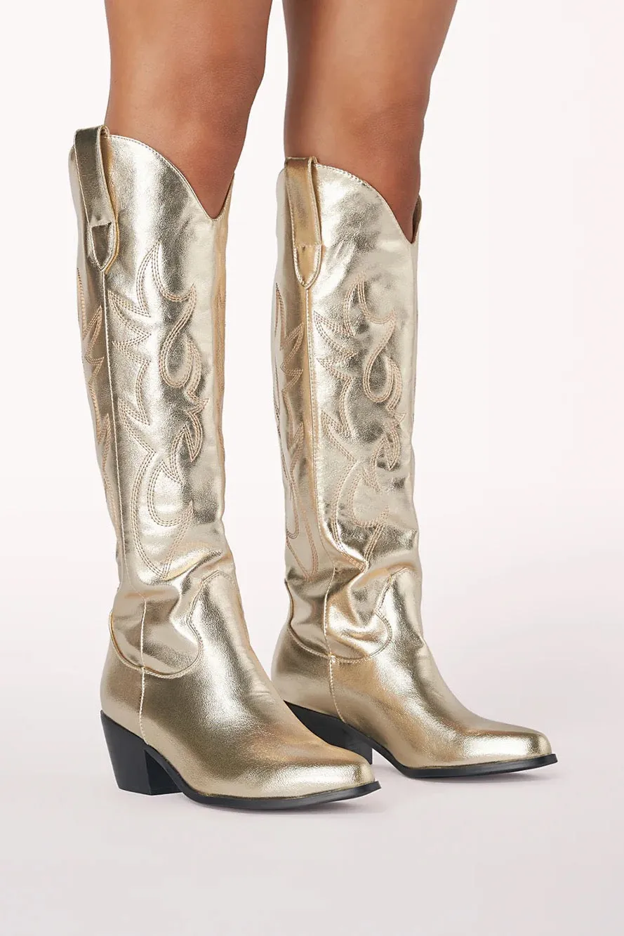 Gold Metallic Urson Western Boot