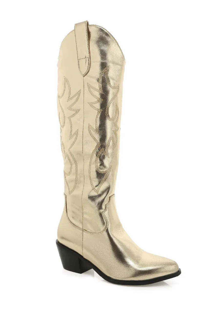 Gold Metallic Urson Western Boot