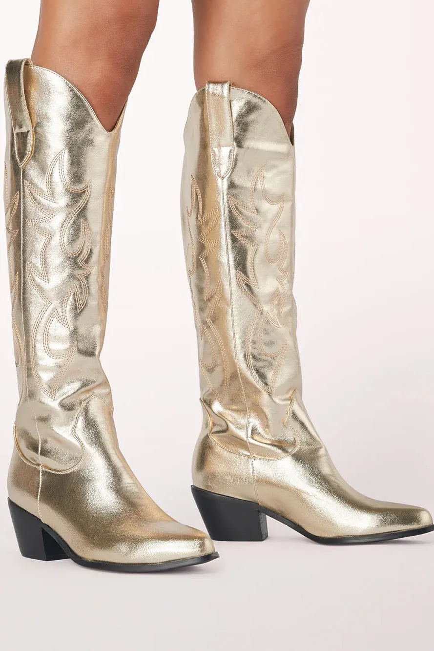 Gold Metallic Urson Western Boot