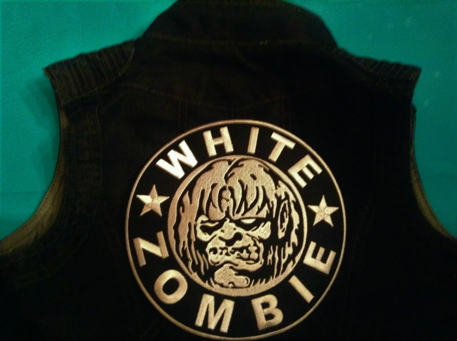 White Zombie Girls' Denim Biker Vest Dragula Living Dead Girl