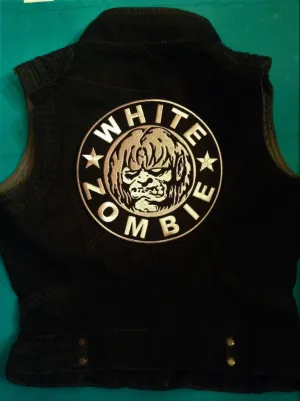 White Zombie Girls' Denim Biker Vest Dragula Living Dead Girl