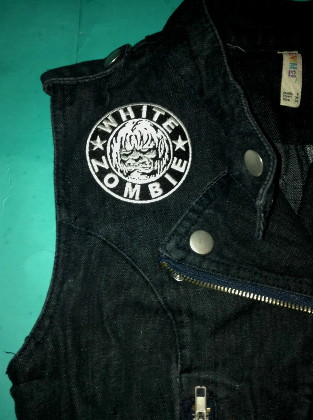 White Zombie Girls' Denim Biker Vest Dragula Living Dead Girl