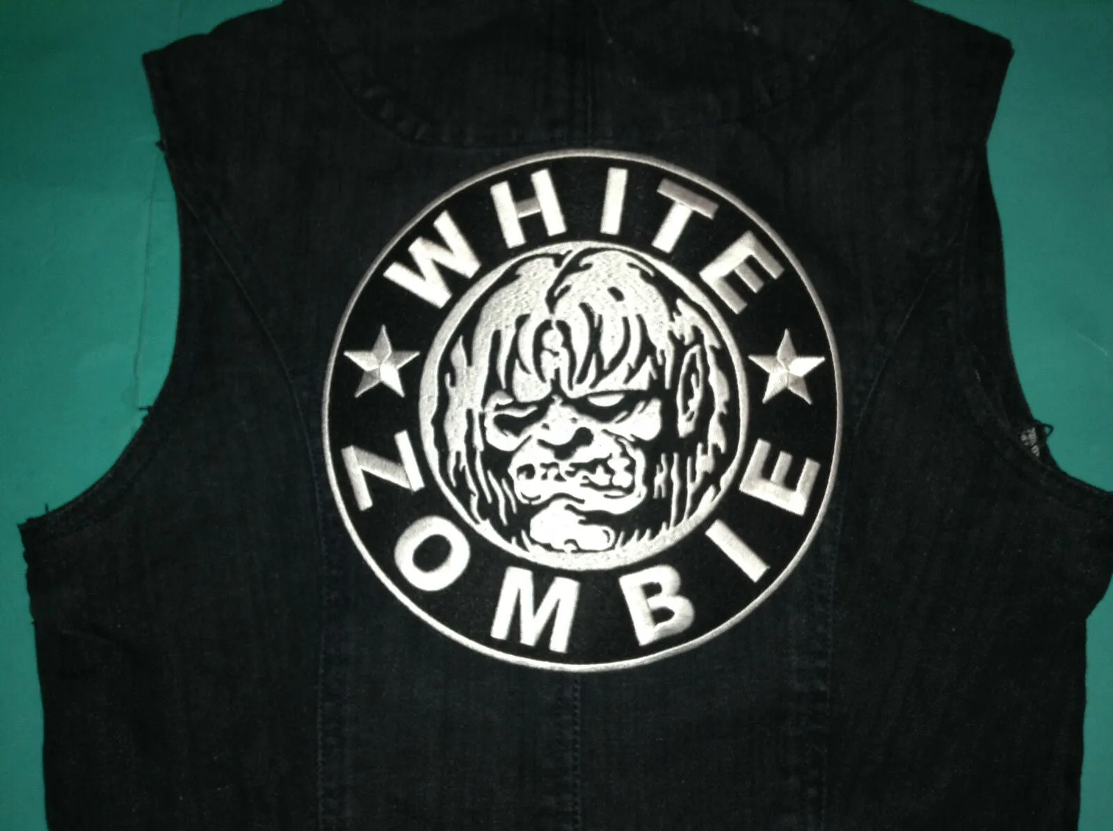 White Zombie Girls' Denim Biker Vest Dragula Living Dead Girl