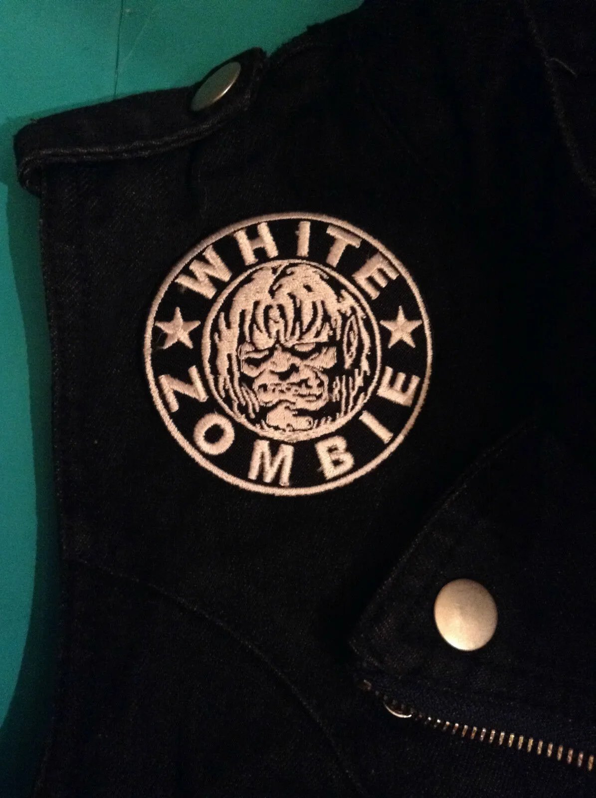 White Zombie Girls' Denim Biker Vest Dragula Living Dead Girl