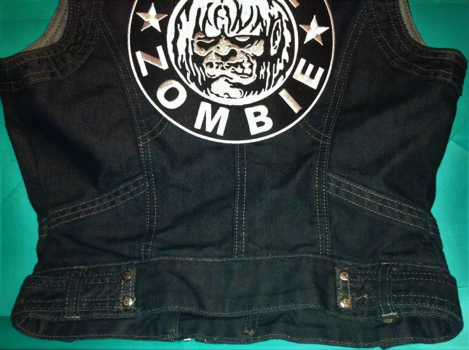 White Zombie Girls' Denim Biker Vest Dragula Living Dead Girl