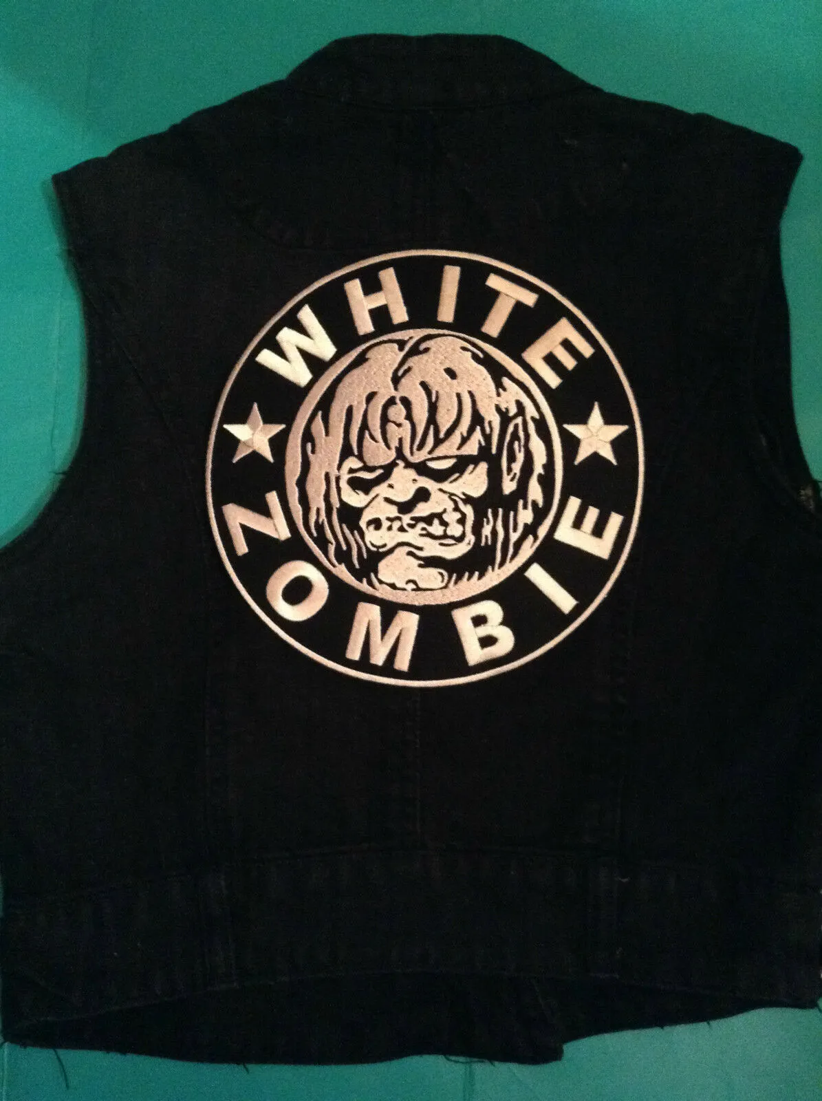 White Zombie Girls' Denim Biker Vest Dragula Living Dead Girl