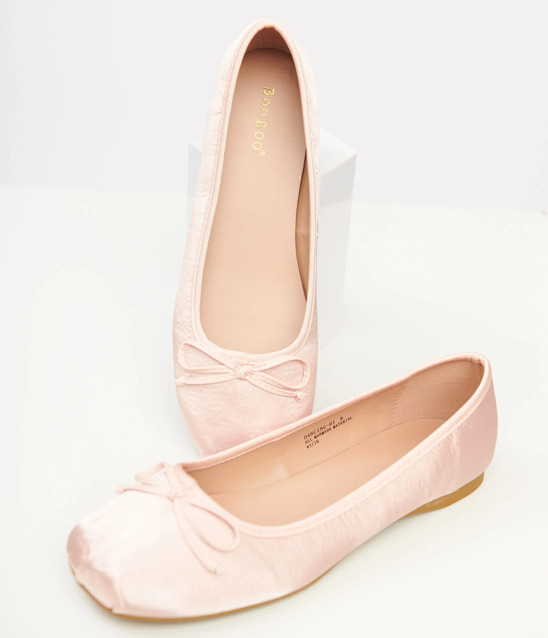 Y2K Light Pink Satin Ballet Flats